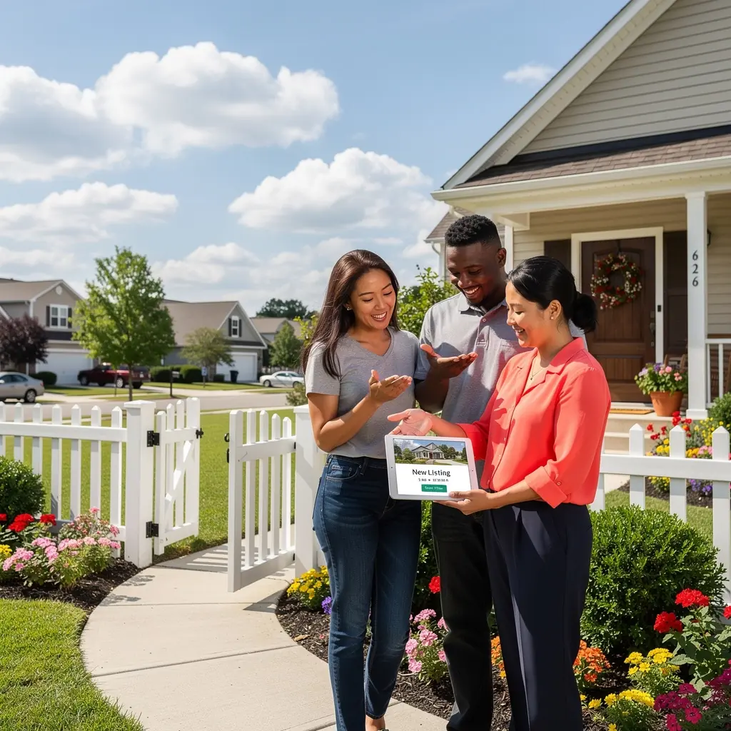 Sesja zdjęciowa pięknego domu na sprzedaż z ogrodem.